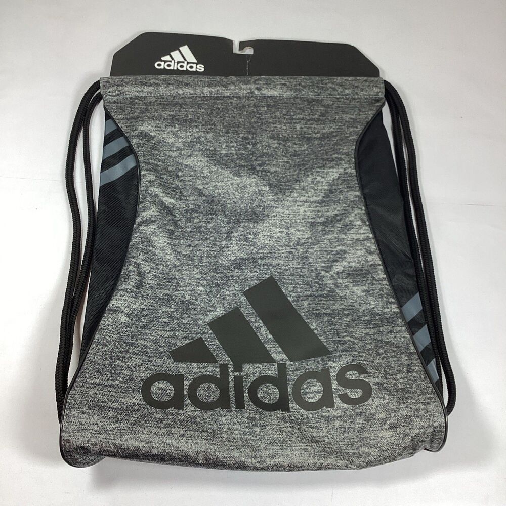 Adidas Cinch Sack Bag Drawstring Athletic Sports School Burst Sackpack Black New